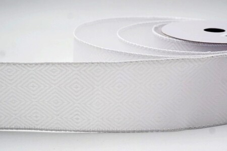 Wit geometrisch ruitpatroon tweed draadlint_KW0477GC-1-1